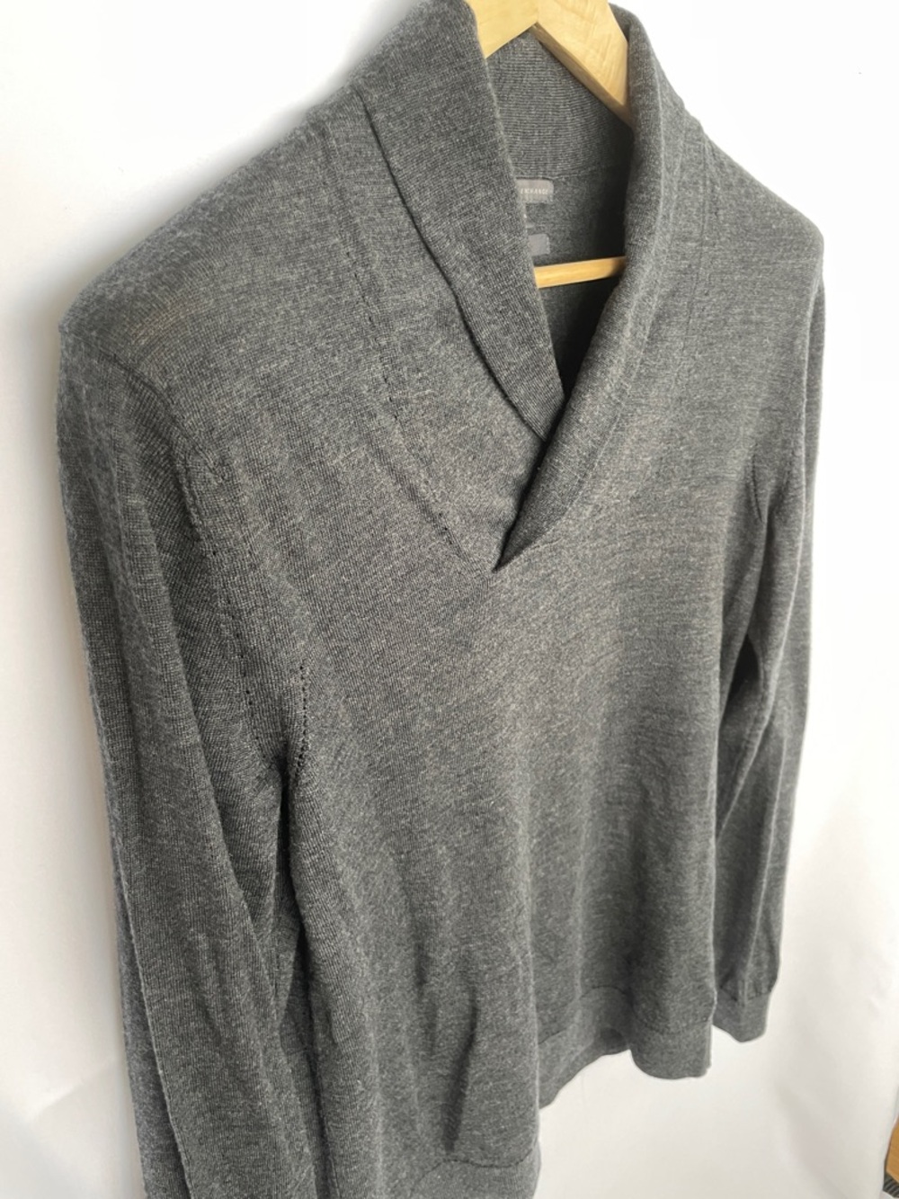 Armani Exchange Men's Gray Shawl-Collar Merino Wool Sweater Size M